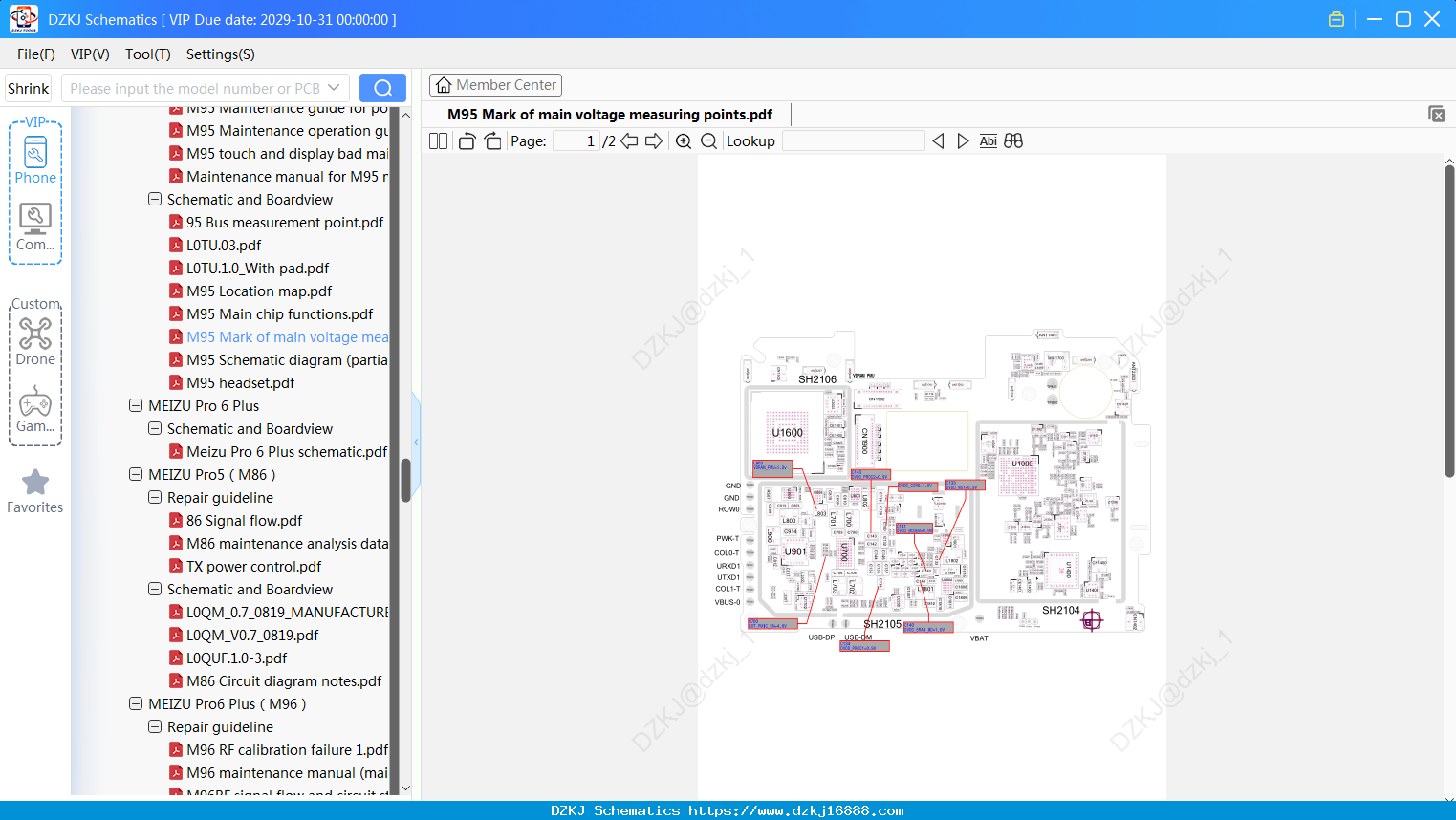 Meizu M95 Mark Of Main Voltage Measuring Points